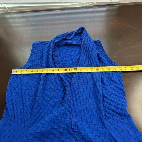 Lafayette 148 Women’s Royal Blue Textured Cotton Sleeveless Drape Cardigan M - Picture 10 of 14
